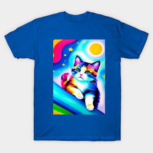 Colorful Cosmic Anime Cat T-Shirt